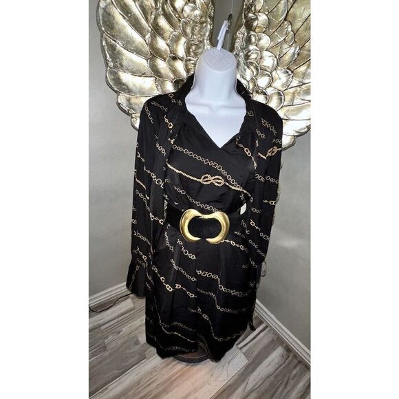 Ann Taylor Tunic Lined Mini Dress Black with Equestrian Chain, Size Medium - Picture 8 of 16